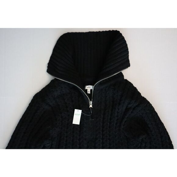 Aerie 065-0745-3088 Women's Sz XS True Black Cable Car Quarter Zip Sweater - Picture 8 of 13